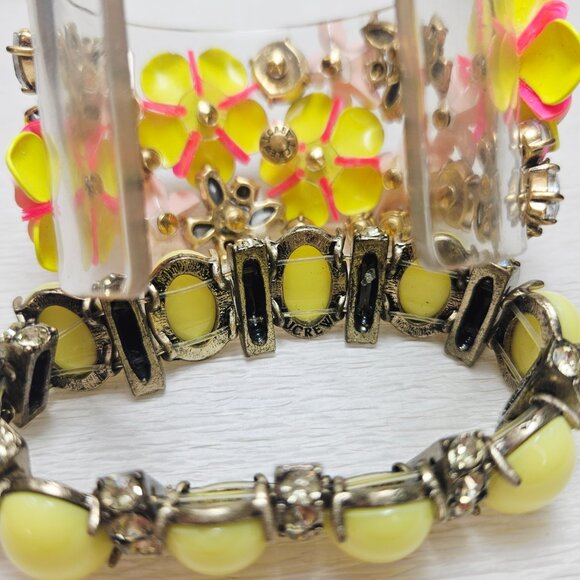 J. Crew FUN FLORAL AND CRYSTAL Lucite Cuff Bracelet - Picture 8 of 9
